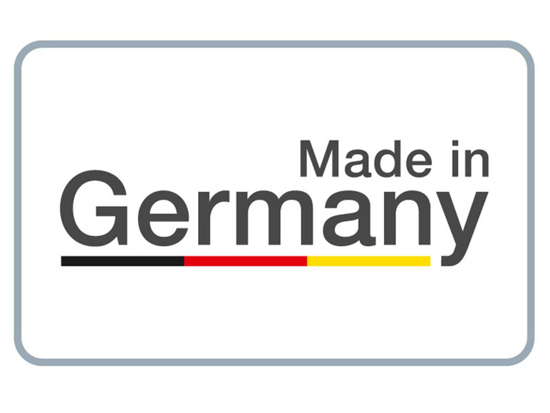 Logo s textom 'Made in Germany' a nemeckou vlajkou.