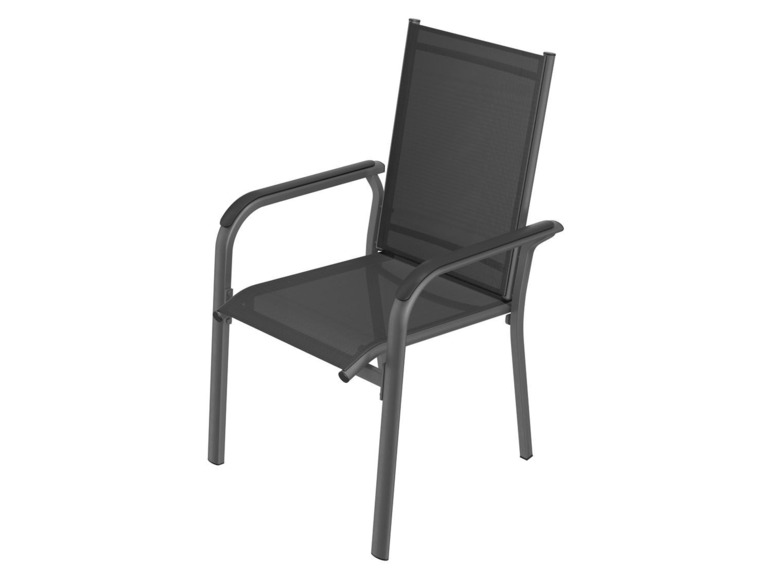 Prejsť na zobrazenie na celú obrazovku: FLORABEST® Stohovateľná hliníková stolička ALU, čierna / antracitová – obrázok 2