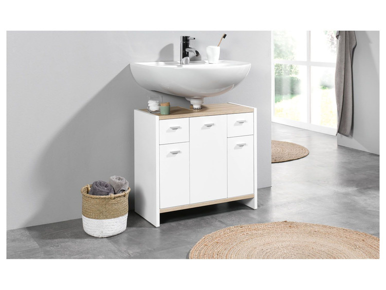 Prejsť na zobrazenie na celú obrazovku: LIVARNO LIVING Skrinka pod umývadlo, biela s imitáciou duba – obrázok 6