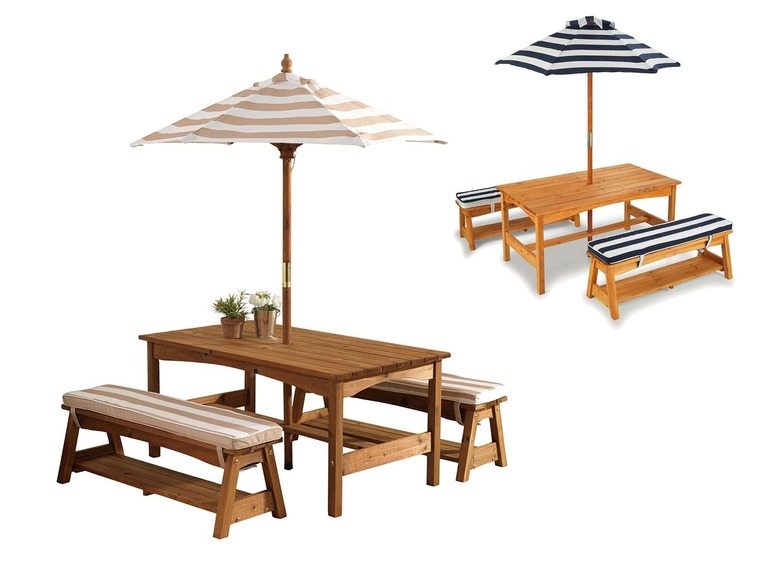 Prejsť na zobrazenie na celú obrazovku: KidKraft Detský záhradný stôl s lavičkami a slnečníkom – obrázok 1
