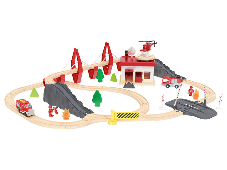 Prejsť na zobrazenie na celú obrazovku: Playtive Drevená železničná súprava hasičské auto/osobný vozeň – obrázok 5