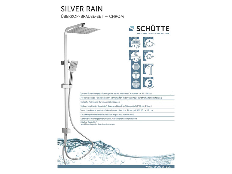 Prejsť na zobrazenie na celú obrazovku: Schütte Sprchová tyč Silver Rain – obrázok 6