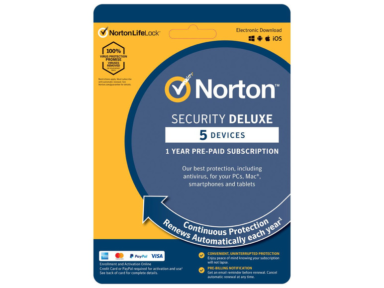 Prejsť na zobrazenie na celú obrazovku: Norton Antivírus Security Deluxe pre 5 zariadení na 1 rok – obrázok 1