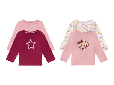 LUPILU® Dievčenské bavlnené tričko s dlhým rukávom pre bábätká BIO, 2 kusy