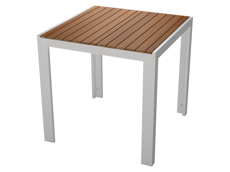 Prejsť na zobrazenie na celú obrazovku: florabest Hliníkový stôl s doskou z eukalyptového dreva, 75 x 75 cm – obrázok 1