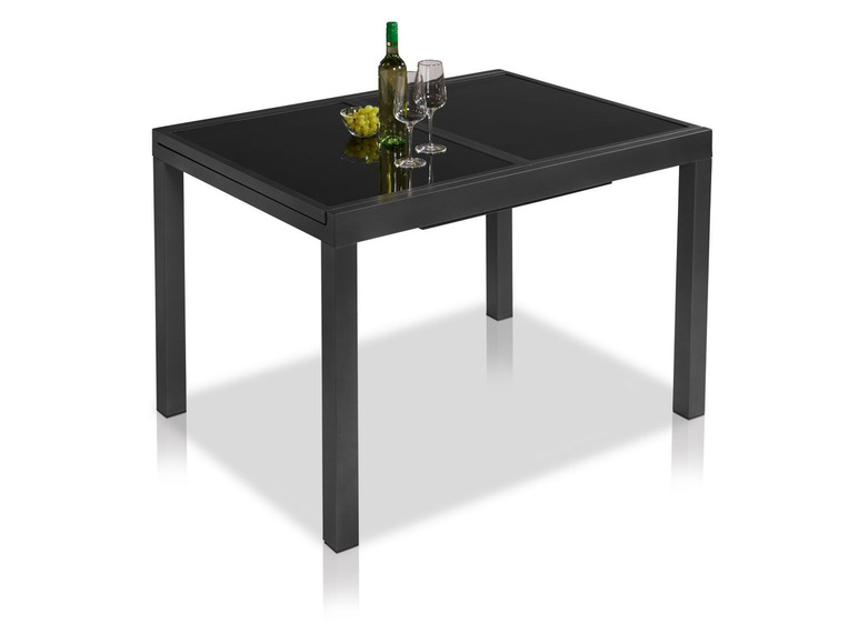 Prejsť na zobrazenie na celú obrazovku: FLORABEST® Rozkladací hliníkový stôl so sklenenou doskou ALU, čierny – obrázok 4