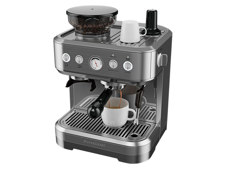 Prejsť na zobrazenie na celú obrazovku: SILVERCREST Profesionálny espresso kávovar s mlynčekom SSMP 1770 A – obrázok 1