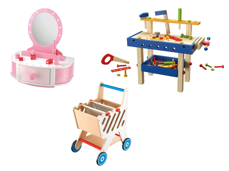 Prejsť na zobrazenie na celú obrazovku: Playtive Drevený nákupný vozík/stôl na líčenie/pracovný stôl – obrázok 1