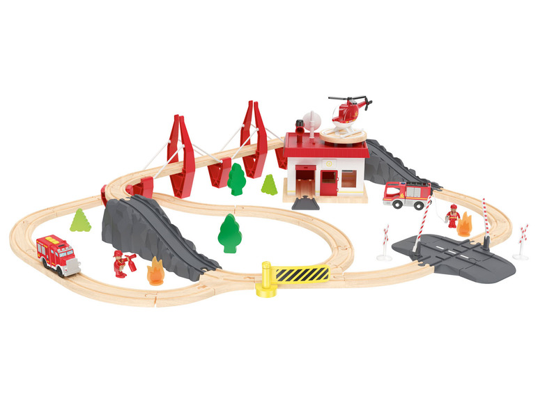 Prejsť na zobrazenie na celú obrazovku: Playtive Drevená železničná súprava hasičské auto/osobný vozeň – obrázok 4