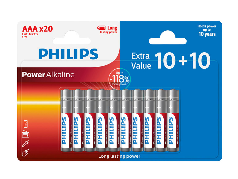 Prejsť na zobrazenie na celú obrazovku: PHILIPS Alkalické batérie AA/AAA, 20 kusov – obrázok 2