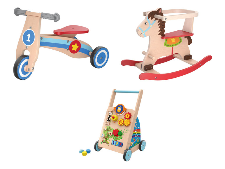 Prejsť na zobrazenie na celú obrazovku: Playtive Drevené odrážadlo/hojdací koník/podporný vozík – obrázok 1