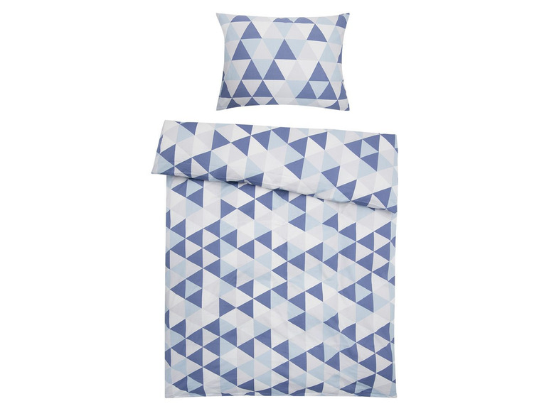 Prejsť na zobrazenie na celú obrazovku: Dobnig Mako-saténová posteľná bielizeň trojuholníky / námornícka modrá, 140 x 200 cm – obrázok 2