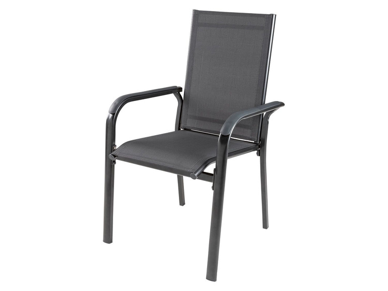 Prejsť na zobrazenie na celú obrazovku: FLORABEST® Stohovateľná hliníková stolička ALU, čierna / antracitová – obrázok 1