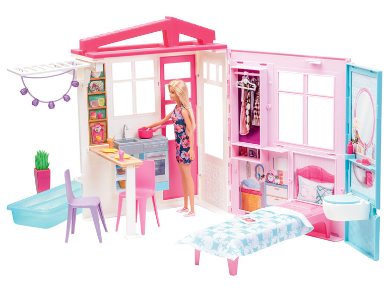 Prejsť na zobrazenie na celú obrazovku: Barbie Prázdninový dom s nábytkom a bábikou – obrázok 1