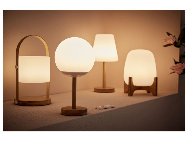Prejsť na zobrazenie na celú obrazovku: Livarno Home Aku vonkajšia stolová lampa z bambusu – obrázok 2