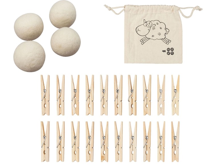 Prejsť na zobrazenie na celú obrazovku: AQUAPUR® Drevené štipce na bielizeň a loptička na sušenie bielizne – obrázok 1