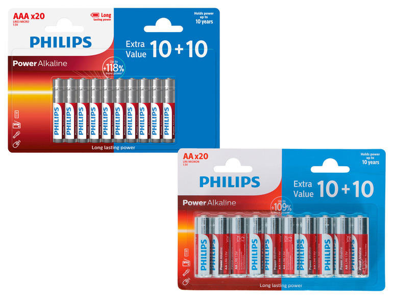 Prejsť na zobrazenie na celú obrazovku: PHILIPS Alkalické batérie AA/AAA, 20 kusov – obrázok 1