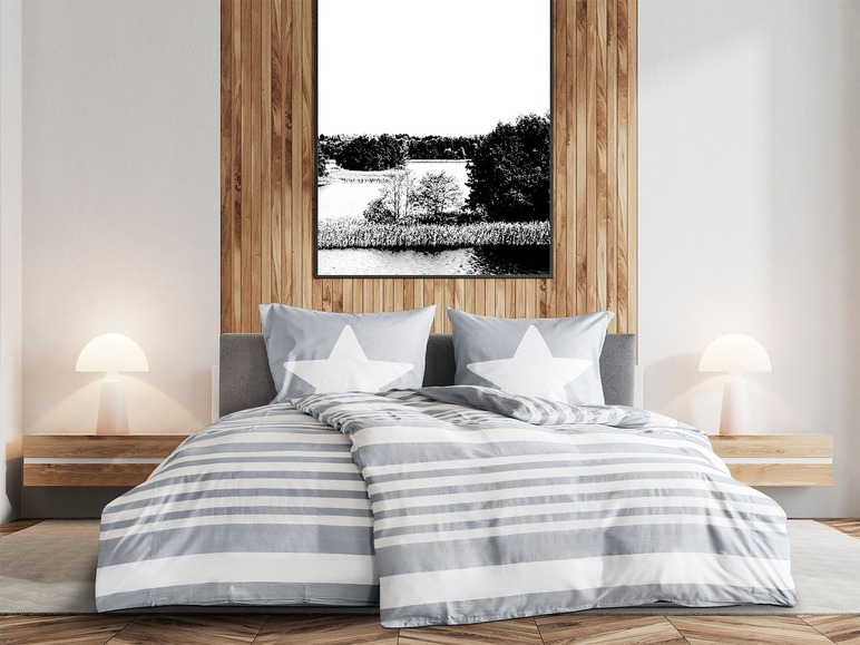 Prejsť na zobrazenie na celú obrazovku: Primera Mako-saténová posteľná bielizeň, 140 x 200 cm, pruhy / bledošedá – obrázok 1