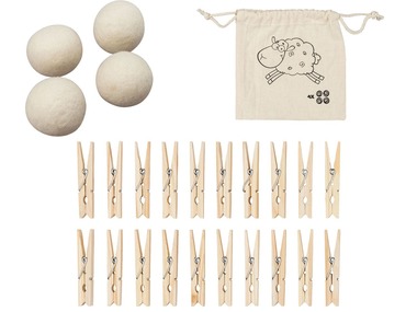 AQUAPUR® Drevené štipce na bielizeň a loptička na sušenie bielizne