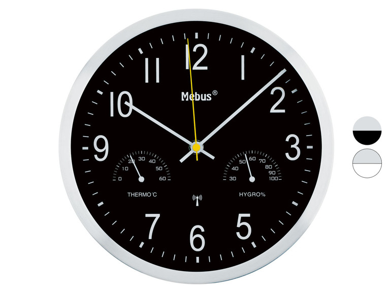Prejsť na zobrazenie na celú obrazovku: MEBUS Nástenné hodiny s teplomerom a vlhkomerom – obrázok 1