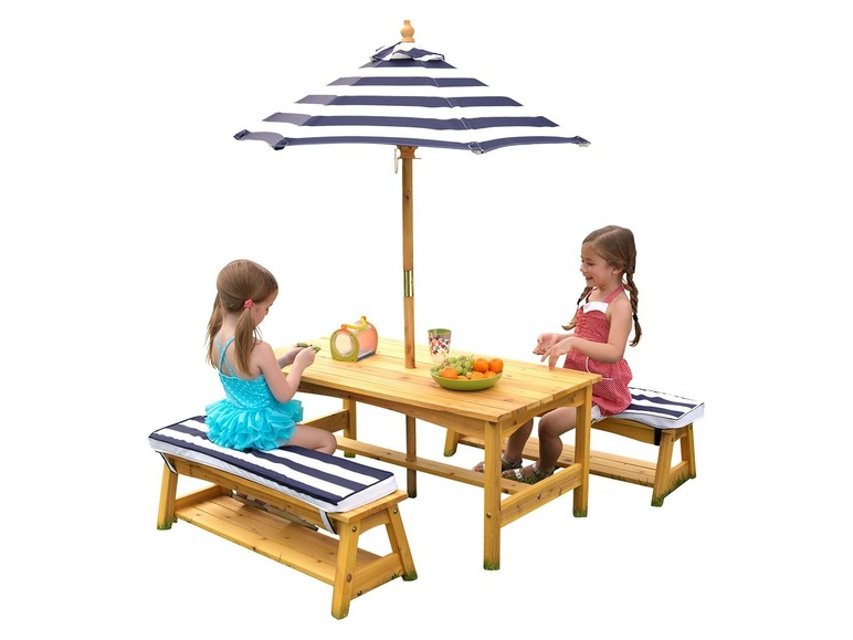Prejsť na zobrazenie na celú obrazovku: KidKraft Detský záhradný stôl s lavičkami a slnečníkom – obrázok 9