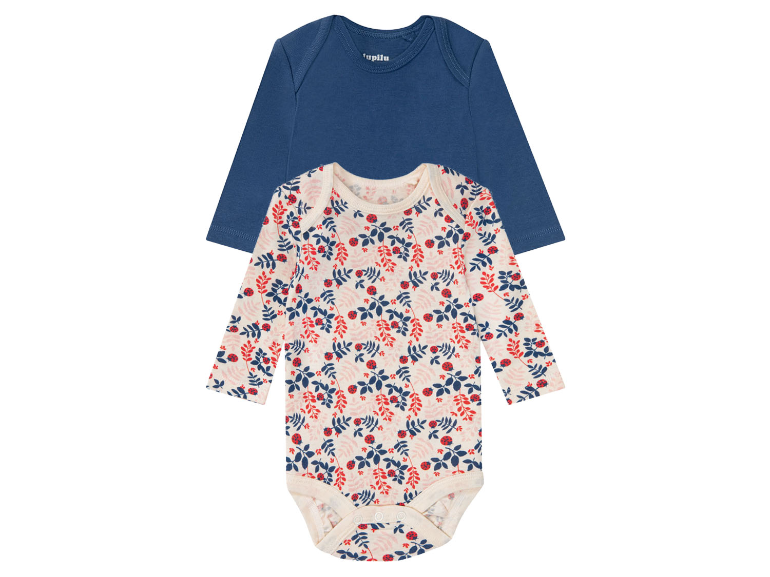 lupilu® Dievčenské body pre bábätká BIO, 2 kusy (krémová/navy modrá, 50/56)