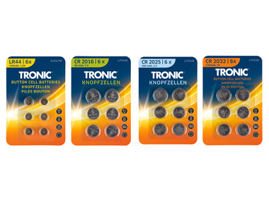 TRONIC® Gombíkové batérie, 6 kusov