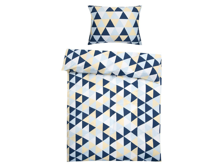 Prejsť na zobrazenie na celú obrazovku: Dobnig Mako-saténová posteľná bielizeň trojuholníky / modrá, 140 x 200 cm – obrázok 2