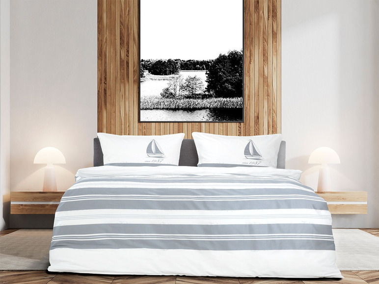 Prejsť na zobrazenie na celú obrazovku: Primera Mako-saténová posteľná bielizeň plavba / bledošedá, 200 x 220 cm – obrázok 1