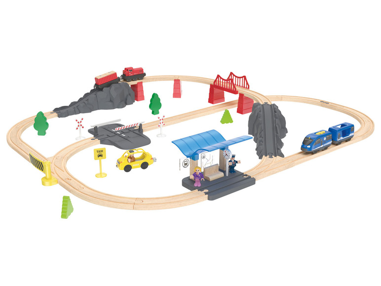 Prejsť na zobrazenie na celú obrazovku: Playtive Drevená železničná súprava hasičské auto/osobný vozeň – obrázok 2