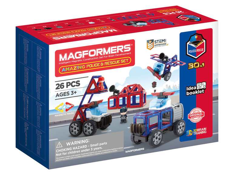 Prejsť na zobrazenie na celú obrazovku: Magformers Magnetická stavebnica Amazing Police und Rescue, 26-dielna súprava – obrázok 1