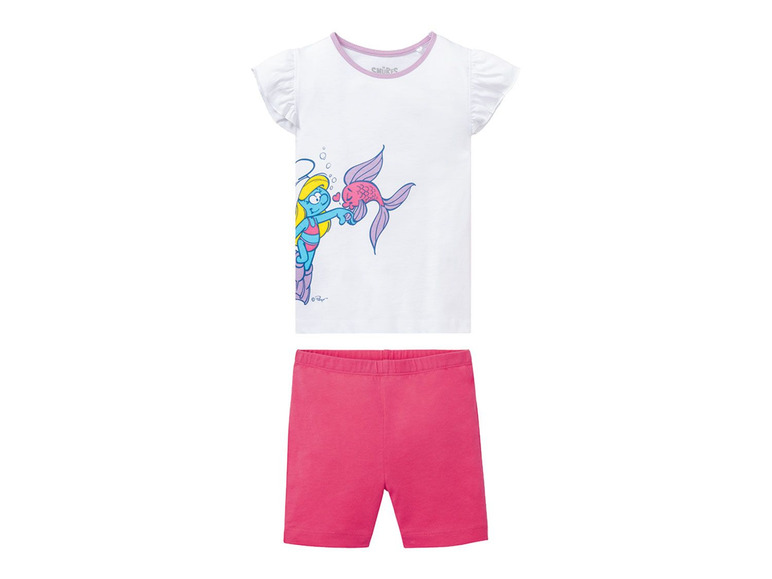 Prejsť na zobrazenie na celú obrazovku: Dievčenské letné pyžamo / nočná košeľa Šmolkovia BIO – obrázok 2