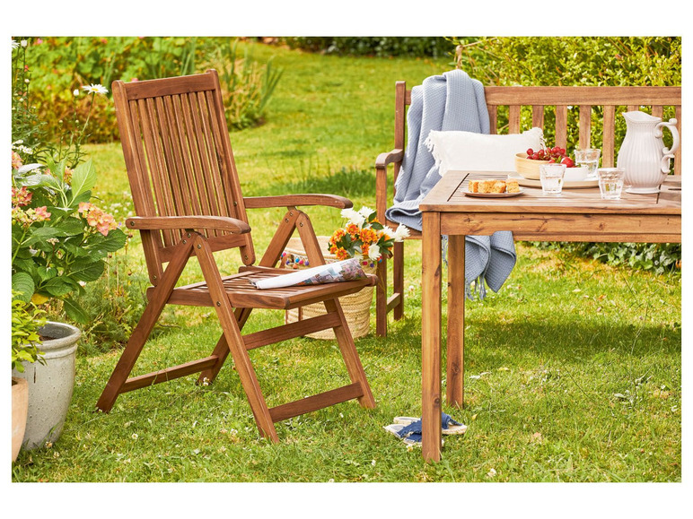 Prejsť na zobrazenie na celú obrazovku: FLORABEST® Záhradná lavička so skladacím stolom z akáciového dreva – obrázok 2