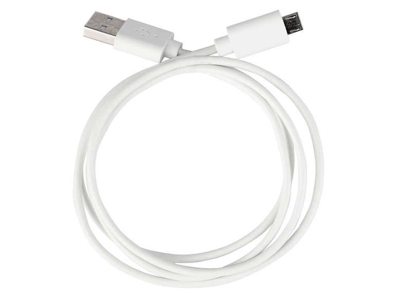 Biely USB kábel s micro-USB konektorom.