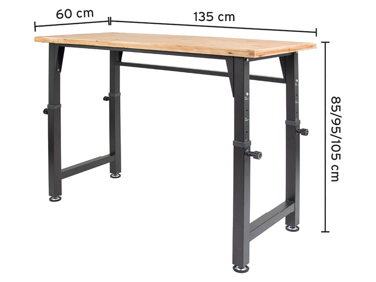 Prejsť na zobrazenie na celú obrazovku: rikta Pracovný stôl, výškovo nastaviteľný, 135 x 85 – 105 x 60 cm – obrázok 3