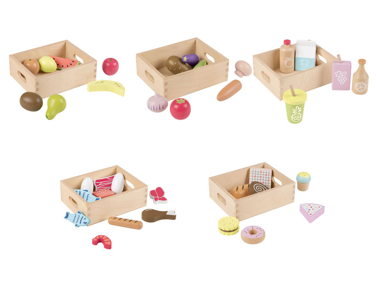 Prejsť na zobrazenie na celú obrazovku: Playtive Detský drevený košík s potravinami – obrázok 1