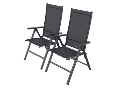 FLORABEST® Hliníková skladacia stolička ALU, čierna / antracitová, 2 kusy