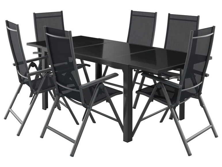 Prejsť na zobrazenie na celú obrazovku: FLORABEST® Rozkladací hliníkový stôl so sklenenou doskou ALU, čierny – obrázok 6