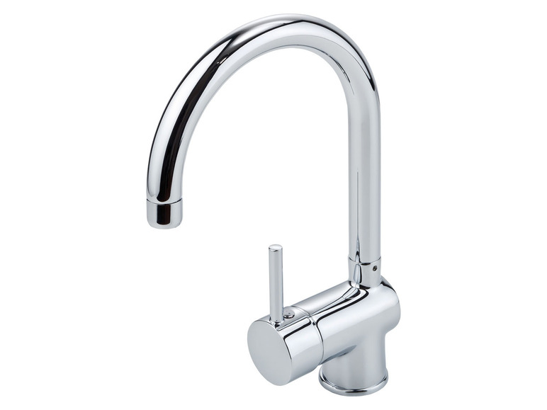 Moderná chrómová kuchynská batéria s vysokým výtokom.