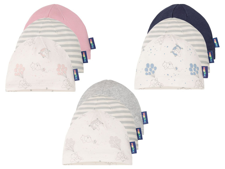 Prejsť na zobrazenie na celú obrazovku: lupilu Chlapčenská/dievčenská bavlnená čiapka pre bábätká BIO, 3 kusy – obrázok 1