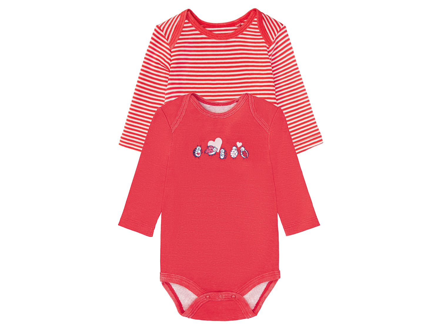 lupilu® Dievčenské body pre bábätká BIO, 2 kusy (červená, 50/56)