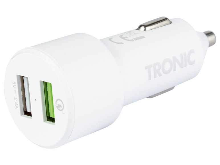 Biela auto nabíjačka s dvoma USB portami od TRONIC.