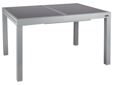 FLORABEST® Rozkladací hliníkový stôl so sklenenou doskou ALU, šedá