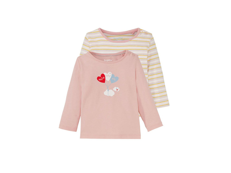 Prejsť na zobrazenie na celú obrazovku: lupilu® Dievčenské bavlnené tričko s dlhým rukávom pre bábätká, 2 kusy – obrázok 2