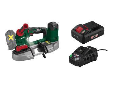 PARKSIDE® Aku pásová píla 20 V PMBA 20-Li A1 + Smart akumulátor 20 V/4 Ah PAPS 204 B1 + Rýchlonabíjačka akumulátora 20 V/4,5 A