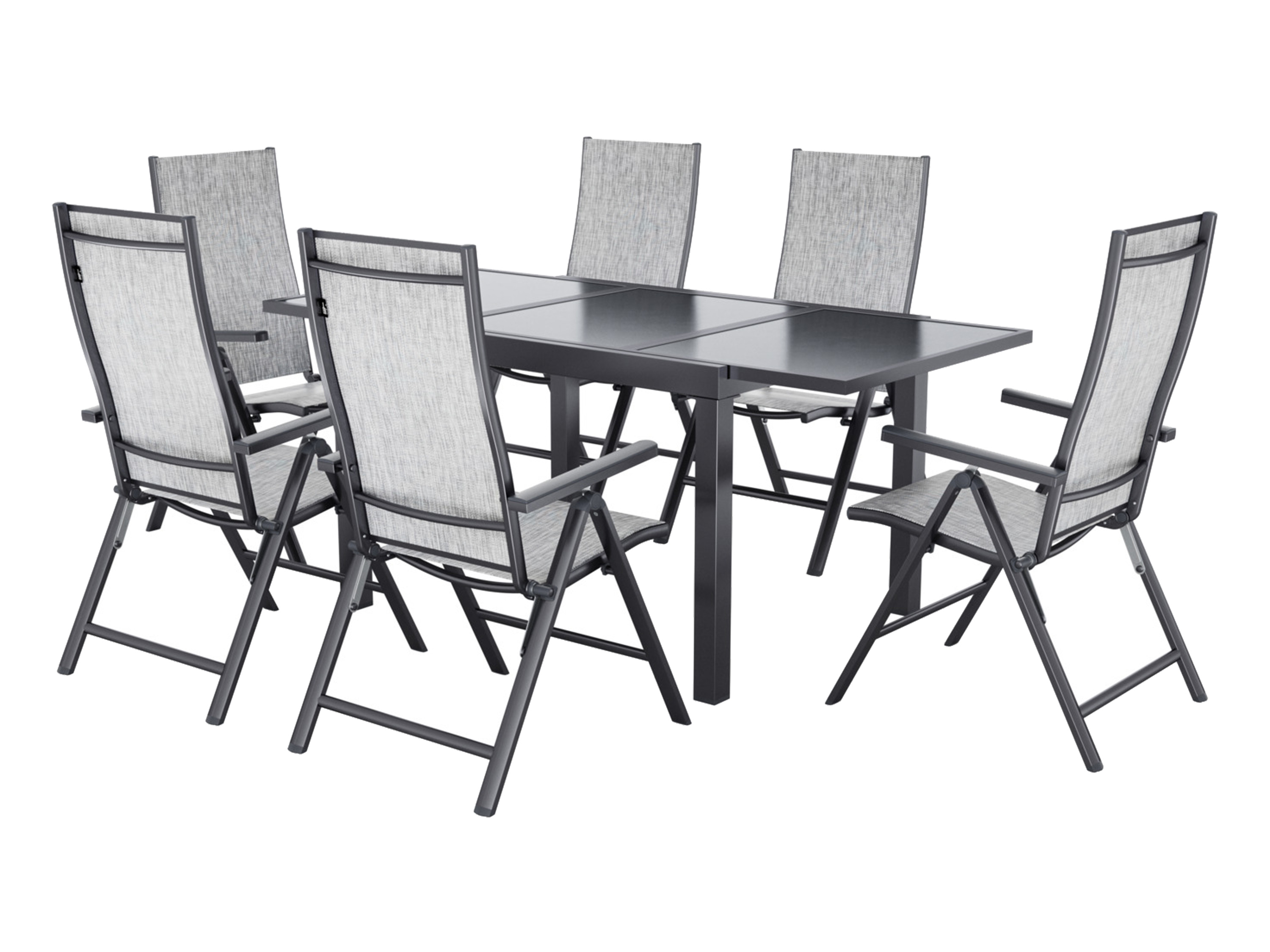 LIVARNO® Hliníkový rozťahovací záhradný stôl Houston/Toronto + Hliníkové skladacie kreslo Houston, 6 kusov
