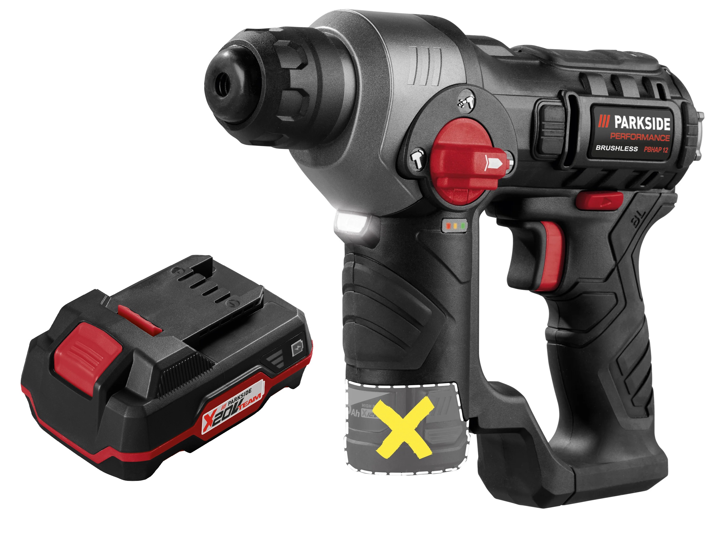 PARKSIDE PERFORMANCE® Aku vŕtacie kladivo 12 V PBHAP 12 A1 + Akumulátor 20 V 2 Ah