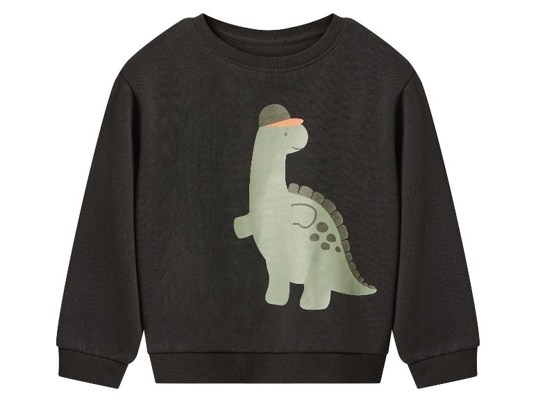 Tmavosivá mikina so zelenou potlačou dinosaura s čiapkou