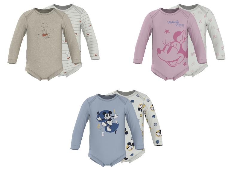 Dojčenské body s dlhým rukávom s motívmi Macka Pú, Minnie Mouse a Mickey Mouse.