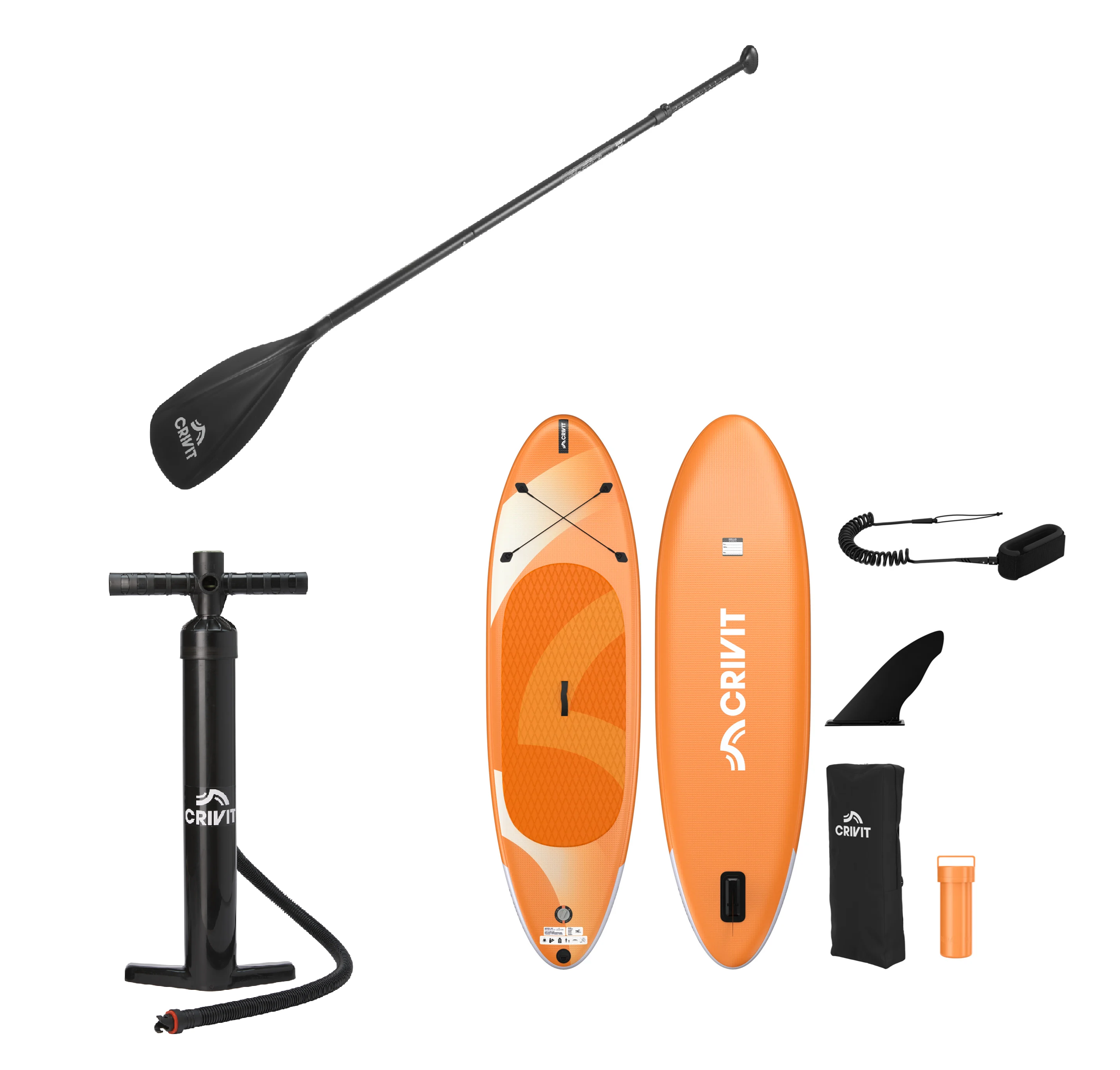 CRIVIT Jednokomorový paddleboard pre začiatočníkov + Pumpa na paddleboard + Pádlo na paddleboard